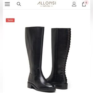 NWOT ALLONSI Greta Womens Leather Long Black Knee-High Boots